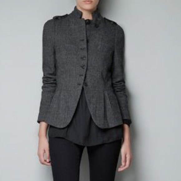 Zara Jackets & Blazers - Zara | wool military style herringbone blazer